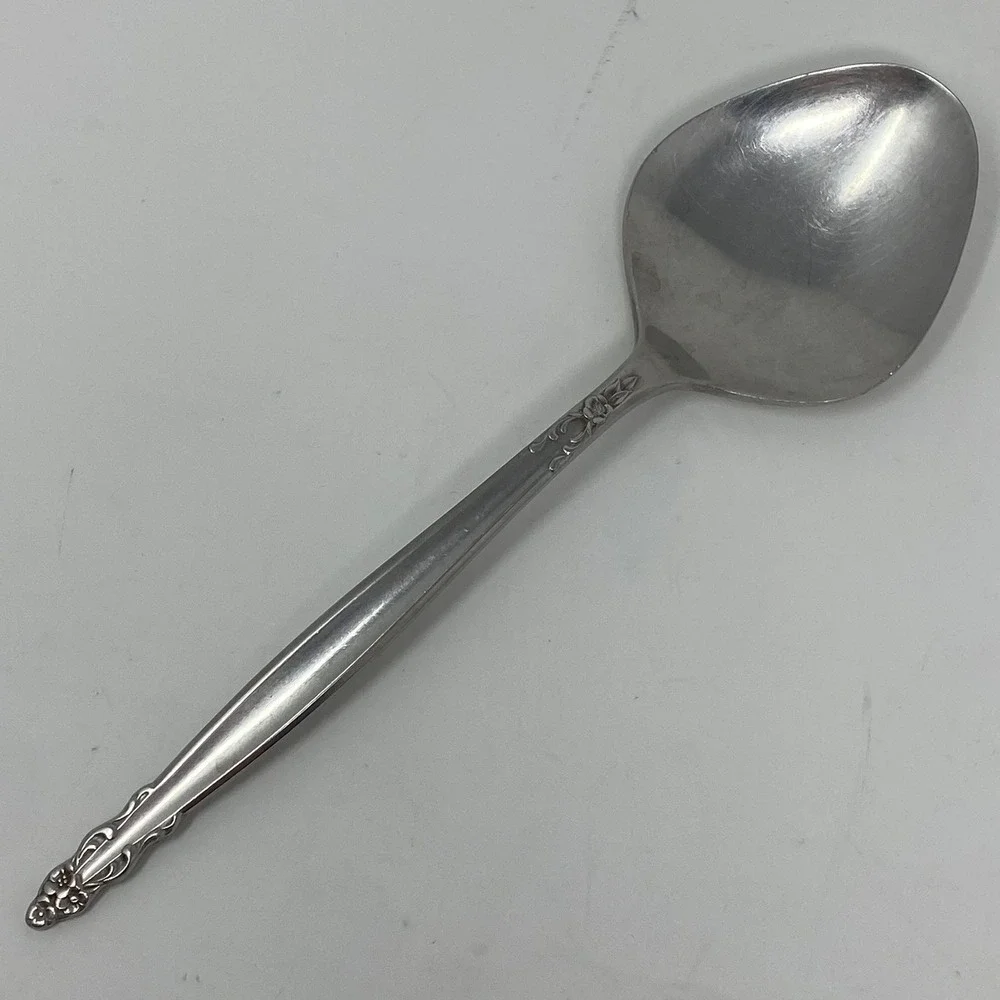 International Stainless Deluxe Serving Spoon Floral Pattern